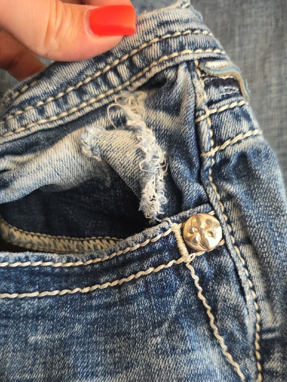 Miss Me Medium Blue Bootcut Jeans with Faded Whiskering - Picture 4 of 8